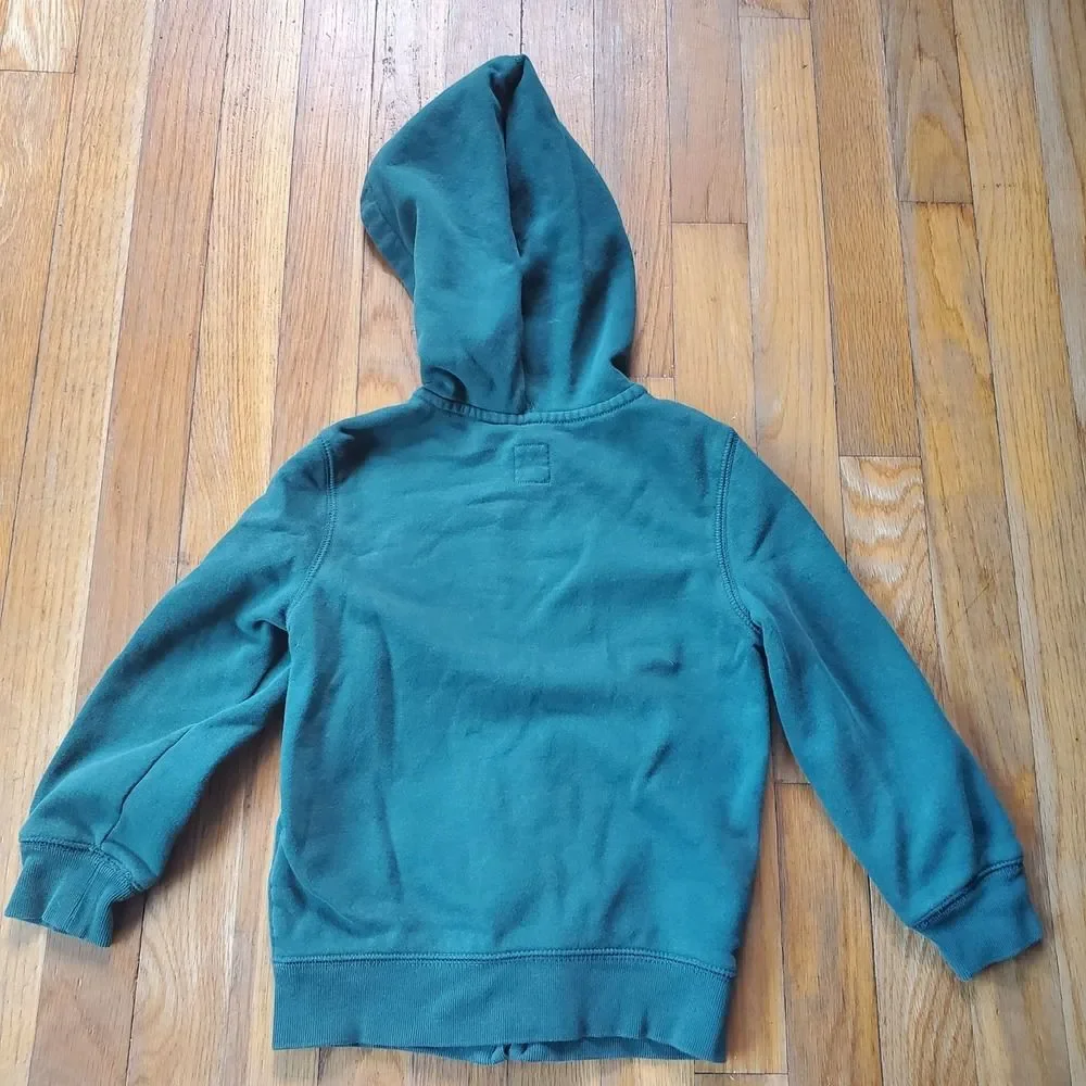 Gap green zip‎ up hoodie kids size xs 4/5